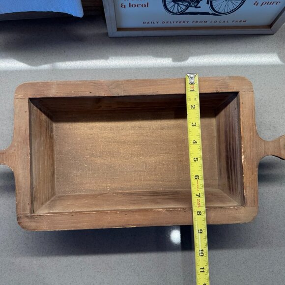 Rustic Distressed Wood Dough Bowl – Farmhouse Centerpiece & Versatile Tray - Picture 7 of 11